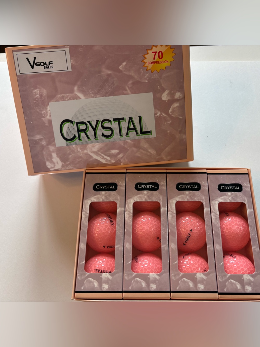BRAND NEW in BOX Crystal Pink / coral Golf Balls - Pack of 12